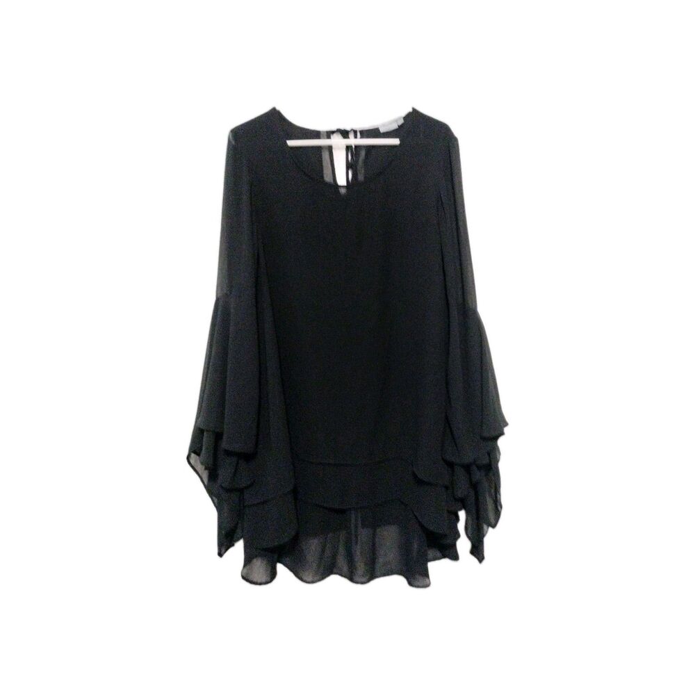 Symple NYC Women's Sz 1X Tunic Dress Black Whimsgoth Fairy Boho Layers Drapes